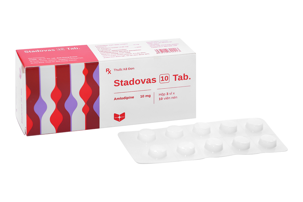 Stadovas 10 Tab trị tăng huyết áp, đau thắt ngực (3 vỉ x 10 viên)