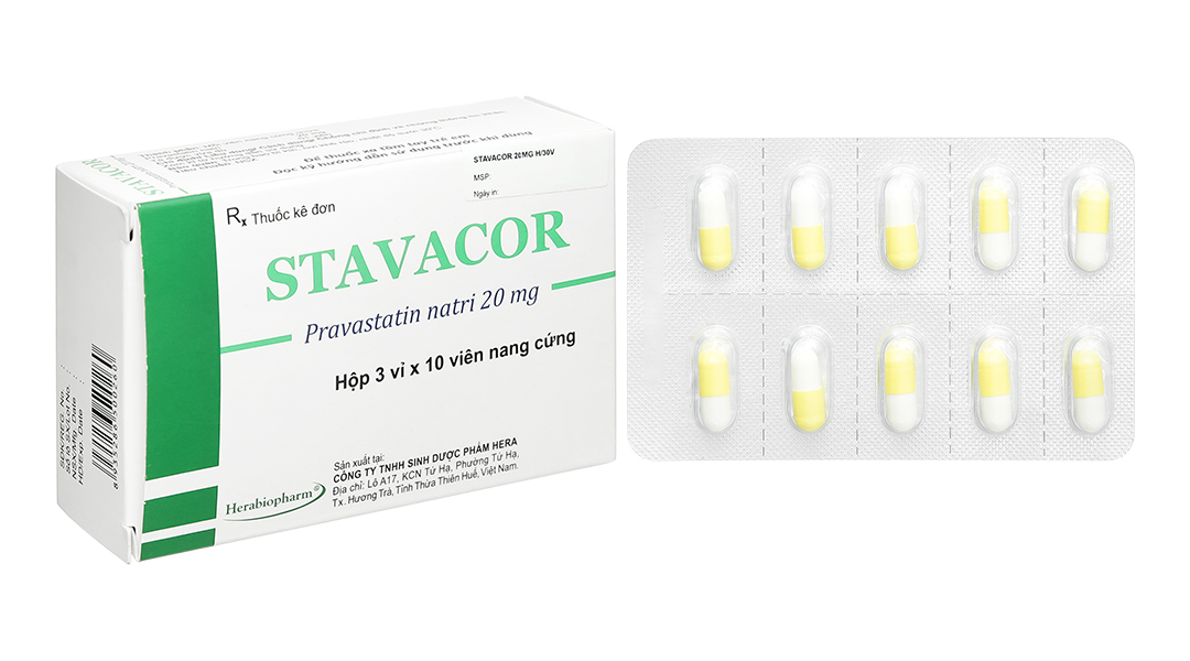 Stavacor 20mg trị rối loạn lipid máu (3 vỉ x 10 viên)