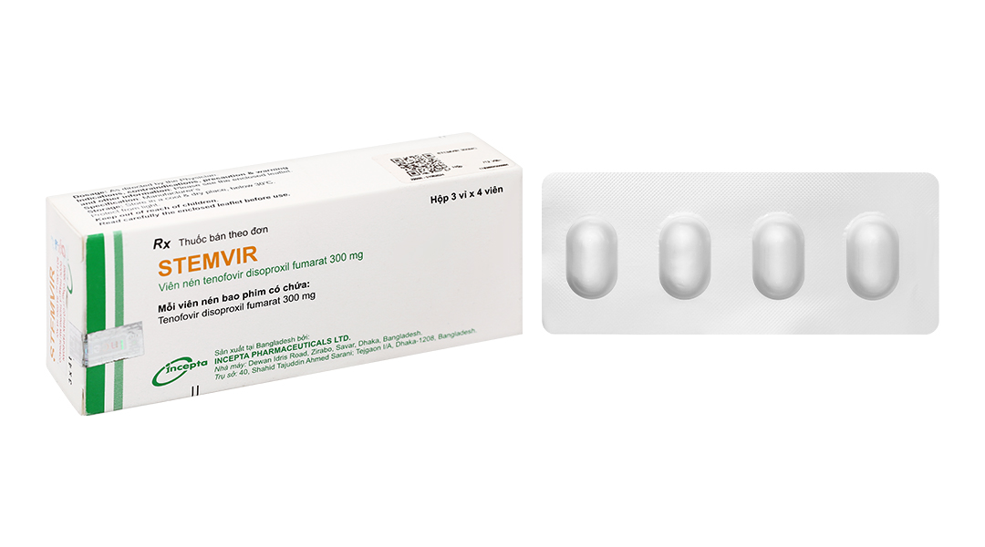 Stemvir 300mg thuốc kháng virus, trị viêm gan B (3 vỉ x 4 viên)