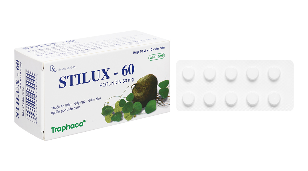 Stilux-60 an thần, giảm lo âu (10 vỉ x 10 viên)