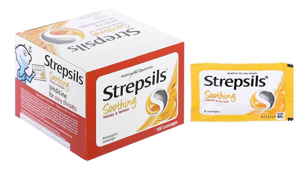 Viên ngậm Strepsils Soothing Honey & Lemon giảm đau họng (50 gói x 2 viên)