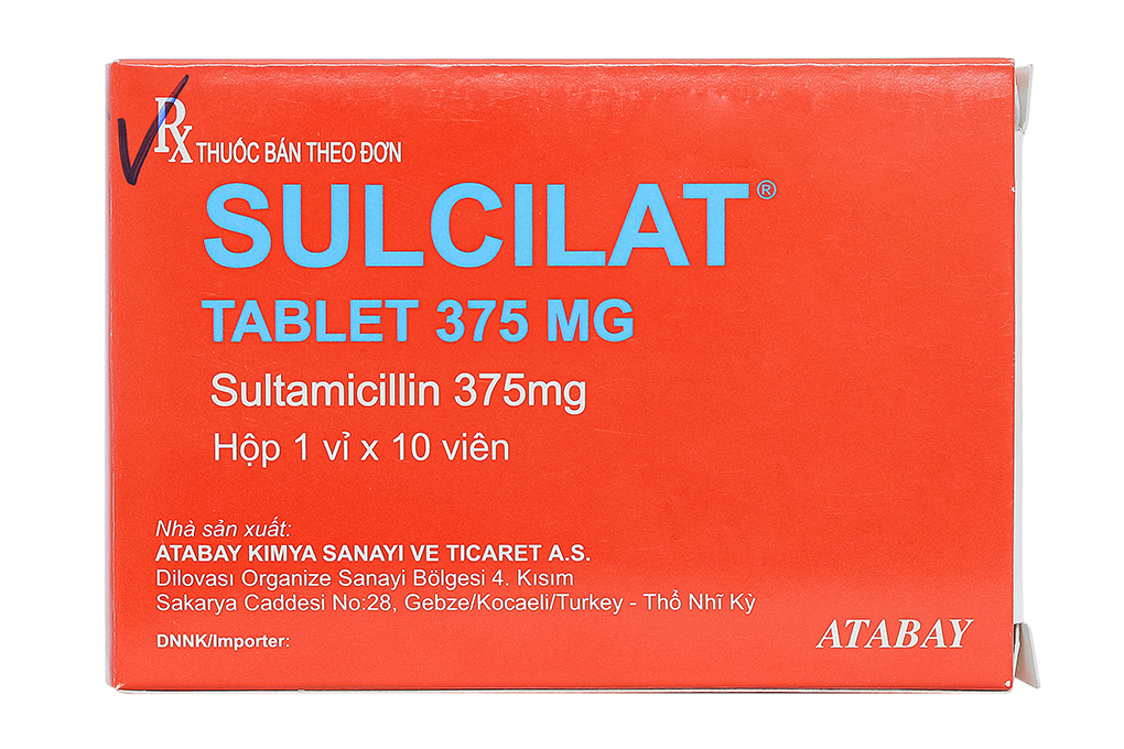 Sulcilat 375mg trị nhiễm khuẩn (1 vỉ x 10 viên)