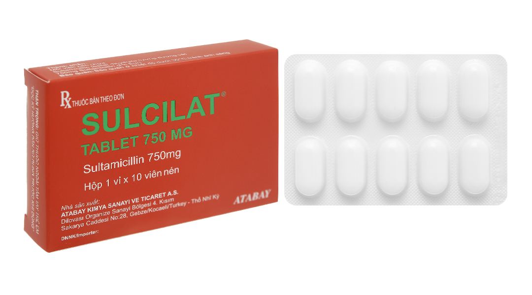 Sulcilat Tablet 750mg trị nhiễm khuẩn (1 vỉ x 10 viên)