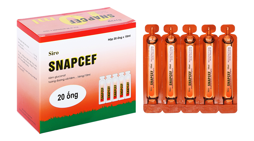 Siro Snapcef bổ sung kẽm, trị tiêu chảy hộp 20 ống x 10ml