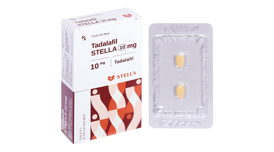 Tadalafil Stella 10mg trị rối loạn cương dương (1 vỉ x 2 viên)