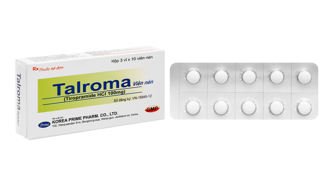 Talroma Tab 100mg giảm đau do co thắt tiêu hóa (3 vỉ x 10 viên)