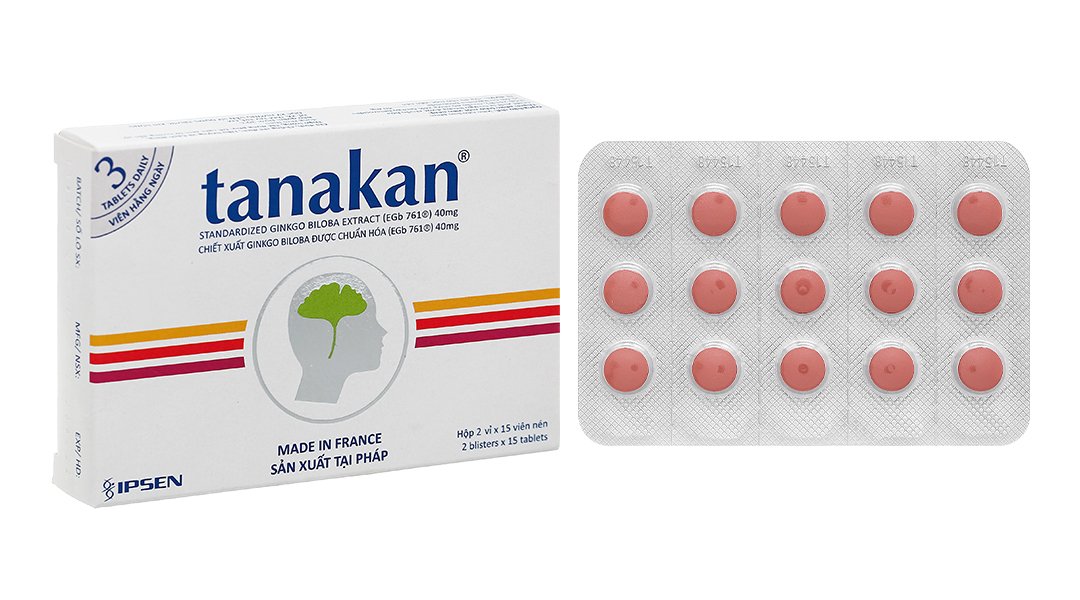 Tanakan 40mg tuần hoàn máu não, cải thiện trí nhớ (2 vỉ x 15 viên)