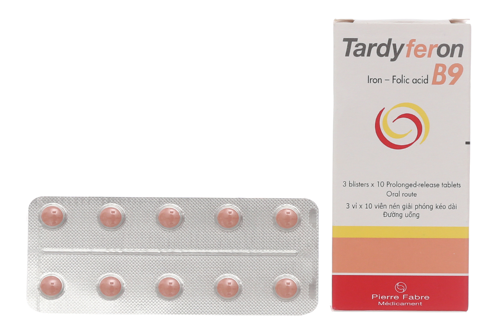 Tardyferon B9 bổ sung sắt và axit folic cho phụ nữ mang thai (3 vỉ x 10 viên)