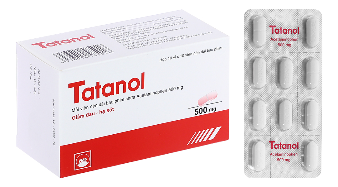 Tatanol 500mg giảm đau, hạ sốt (10 vỉ x 10 viên)