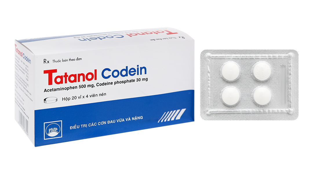 Tatanol Codein trị các cơn đau trung bình đến nặng (20 vỉ x 4 viên)