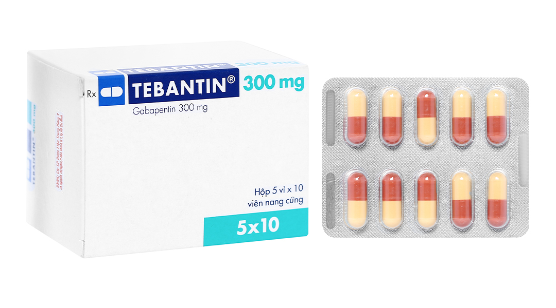 Tebantin 300mg trị động kinh, đau dây thần kinh (5 vỉ x 10 viên)