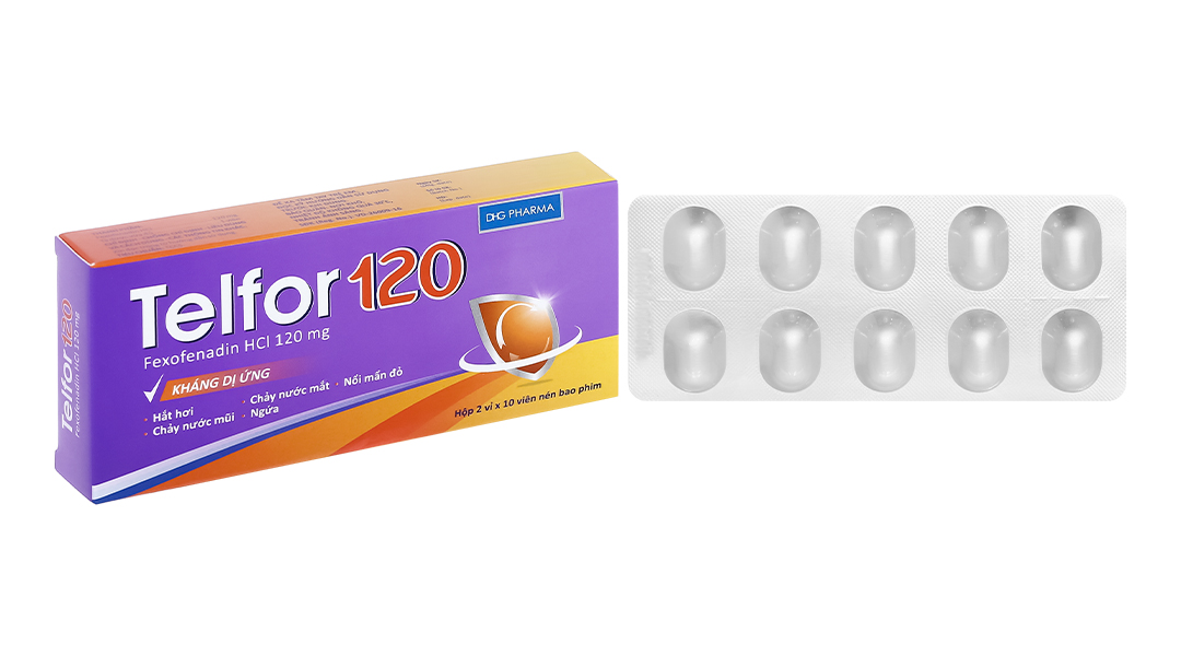 Telfor 120 trị viêm mũi dị ứng, mày đay (2 vỉ x 10 viên)