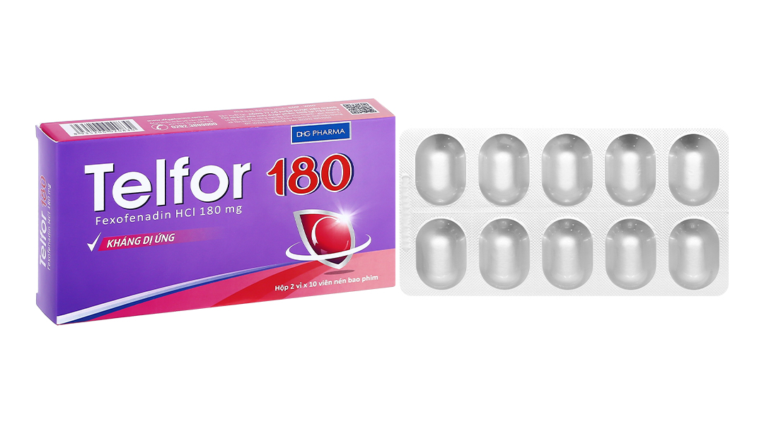 Telfor 180 trị mày đay mạn tính (2 vỉ x 10 viên)