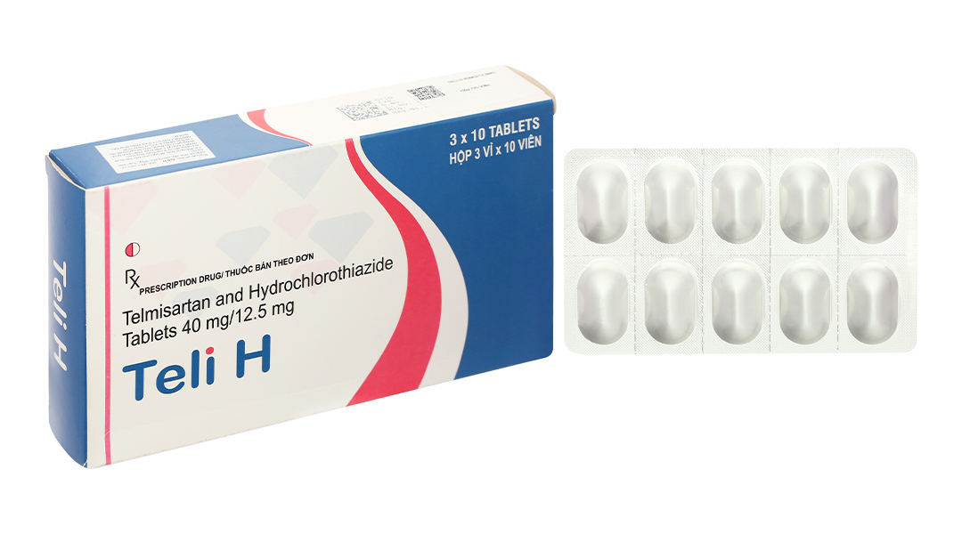 Teli H 40mg/12.5mg trị tăng huyết áp (3 vỉ x 10 viên)