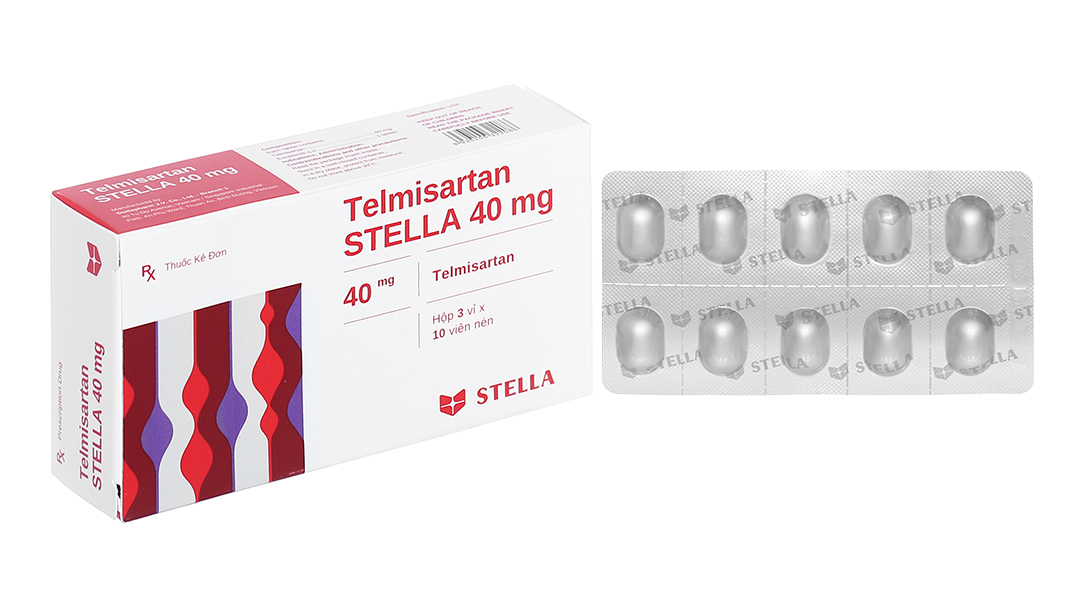 Telmisartan Stella 40mg trị tăng huyết áp (3 vỉ x 10 viên)