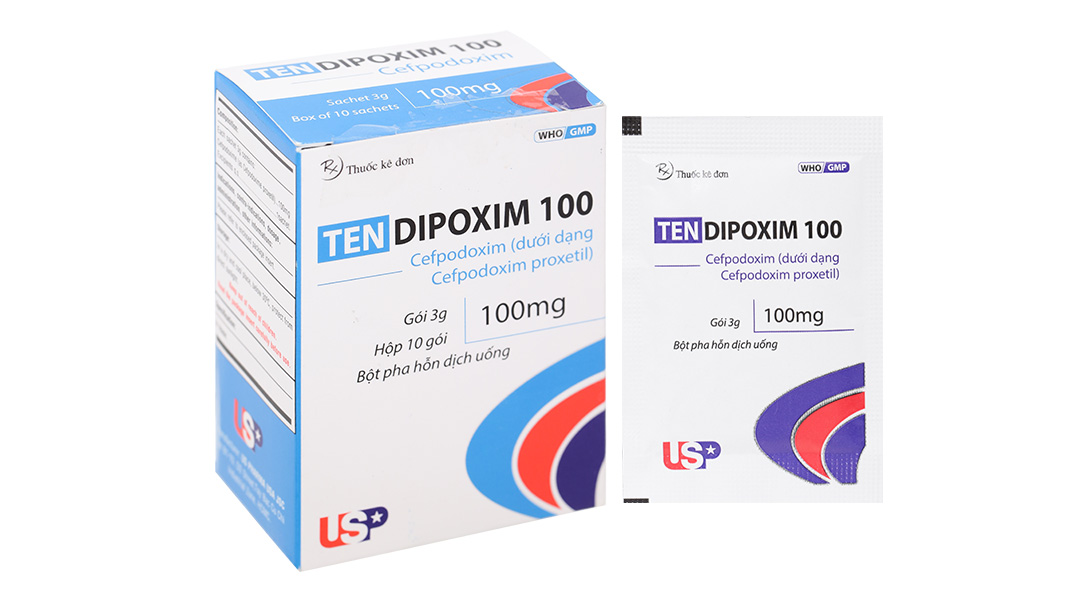 Bột pha hỗn dịch uống Tendipoxim 100 trị nhiễm khuẩn (10 gói x 3g)