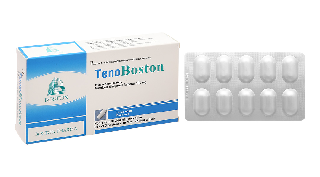 TenoBoston 300mg thuốc kháng virus, trị viêm gan B (3 vỉ x 10 viên)