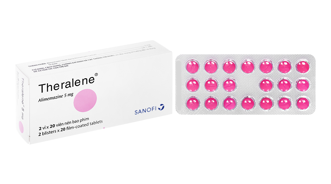 Theralene 5mg trị ho khan, viêm mũi dị ứng, mày đay (2 vỉ x 20 viên)