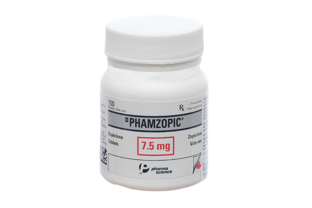 Phamzopic 7.5mg trị rối loạn giấc ngủ lọ 100 viên