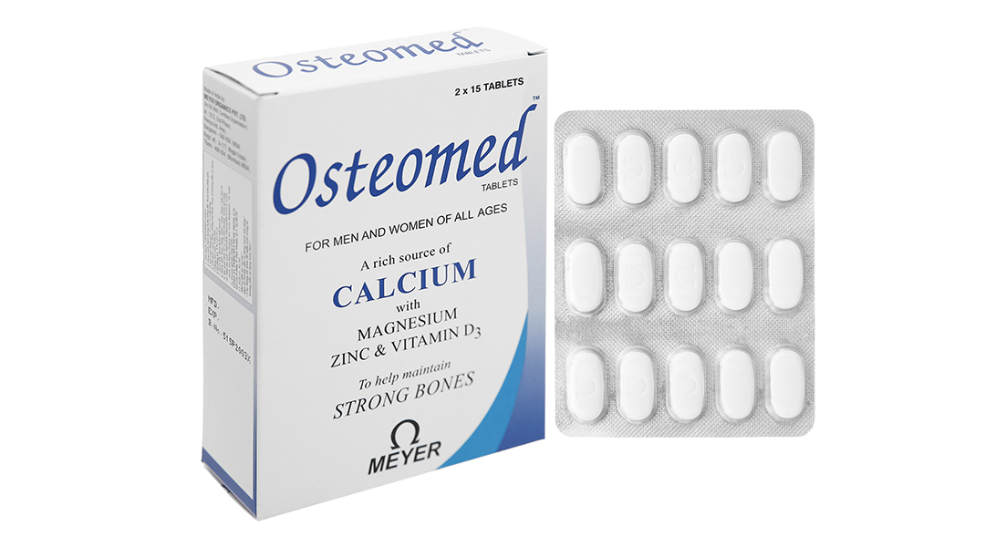 Osteomed bổ sung canxi, magie, kẽm và vitamin D3 (2 vỉ x 15 viên)