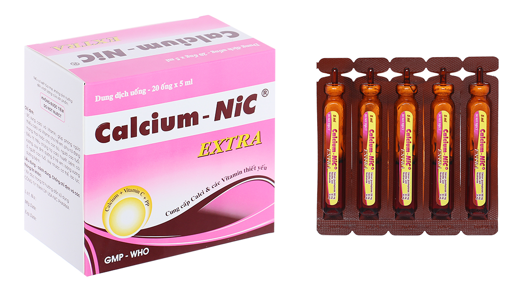 Dung dịch uống Calcium-Nic Extra trị loãng xương, còi xương 20 ống x 5ml