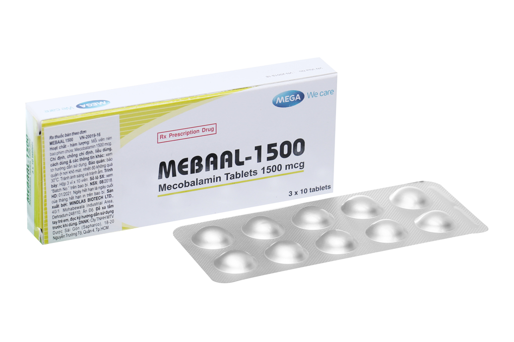 Mebaal 1500 trị bệnh lý thần kinh ngoại biên (3 vỉ x 10 viên)