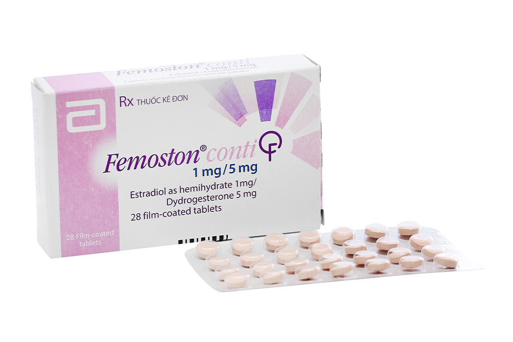 Femoston Conti 1mg/5mg trị thiếu estrogen do mãn kinh (1 vỉ x 28 viên)