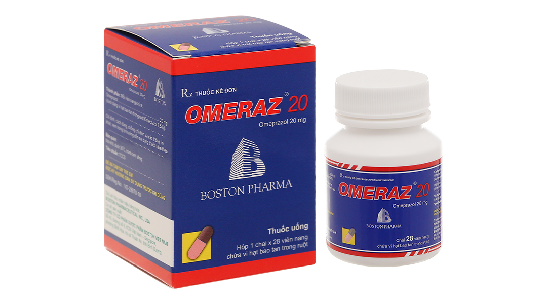 Omeraz 20 trị trào ngược dạ dày, thực quản lọ 28 viên