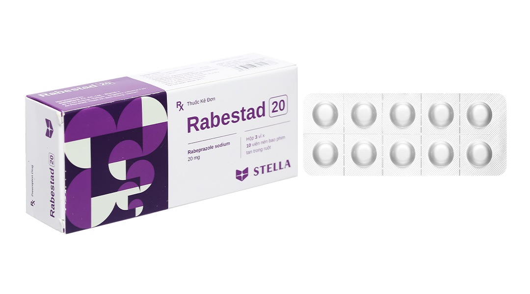 Rabestad 20 trị trào ngược dạ dày, thực quản (3 vỉ x 10 viên)