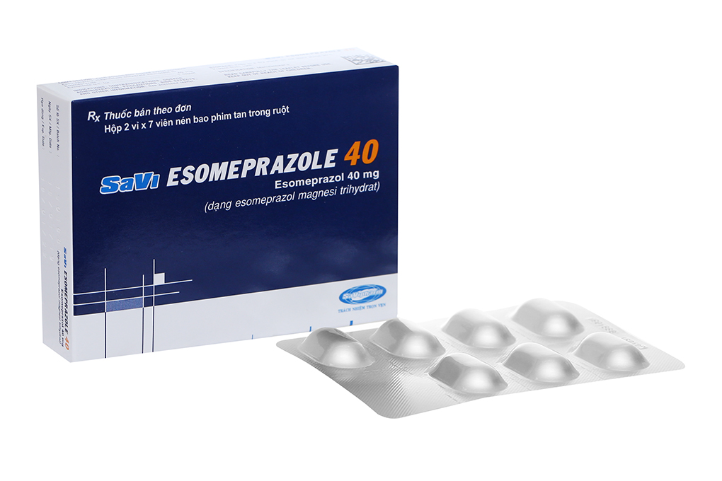 SaVi Esomeprazole 40 trị trào ngược dạ dày, thực quản (2 vỉ x 7 viên)