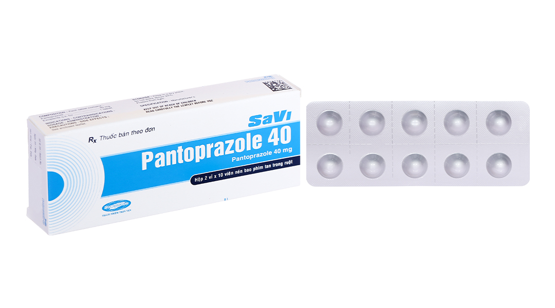 SaVi Pantoprazol 40 trị trào ngược dạ dày, thực quản (2 vỉ x 10 viên)