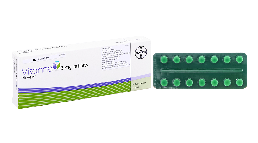 Visanne 2mg tablets trị lạc nội mạc tử cung (2 vỉ x 14 viên)