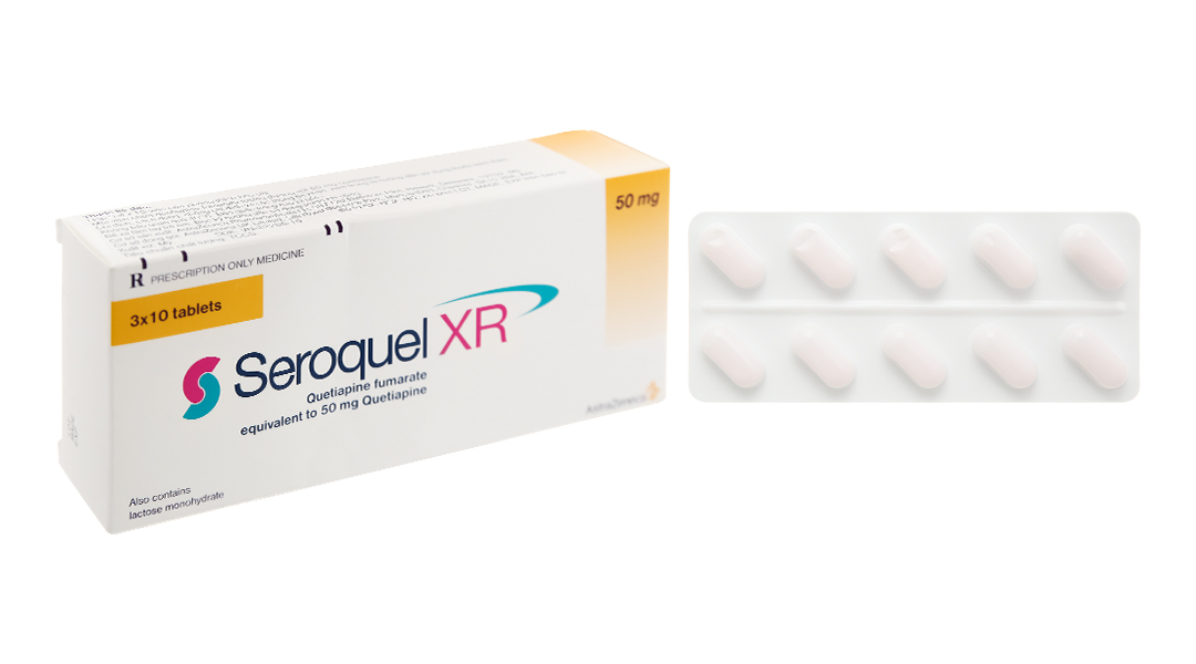 Seroquel XR 50mg trị tâm thần phân liệt, rối loạn lưỡng cực (3 vỉ x 10 viên)