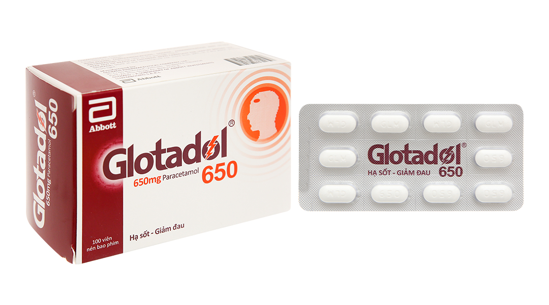 Glotadol 650 giảm đau, hạ sốt (10 vỉ x 10 viên)