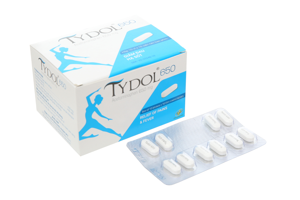 Tydol 650 giảm đau, hạ sốt (10 vỉ x 10 viên)