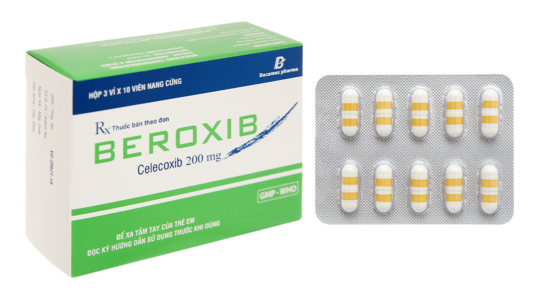 Beroxib 200mg giảm đau, kháng viêm xương khớp (3 vỉ x 10 viên)