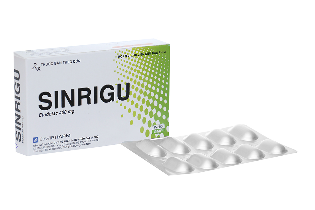 Sinrigu 400mg giảm đau, kháng viêm xương khớp (3 vỉ x 10 viên)