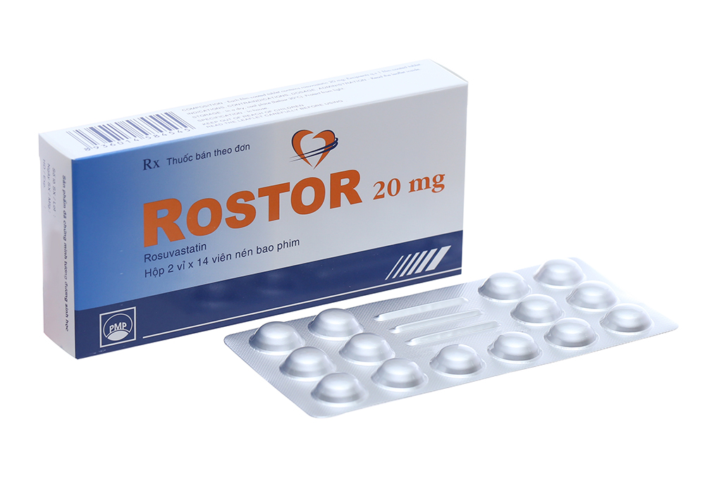 Rostor 20mg trị rối loạn lipid máu (2 vỉ x 14 viên)