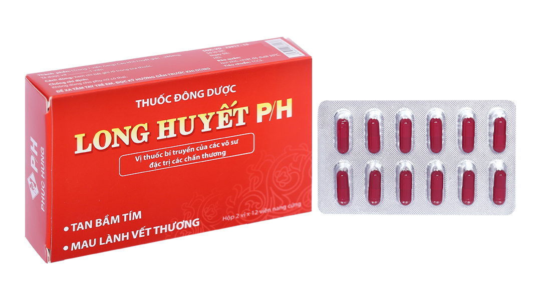 Long Huyết P/H trị sưng đau, bầm tím (2 vỉ x 12 viên)