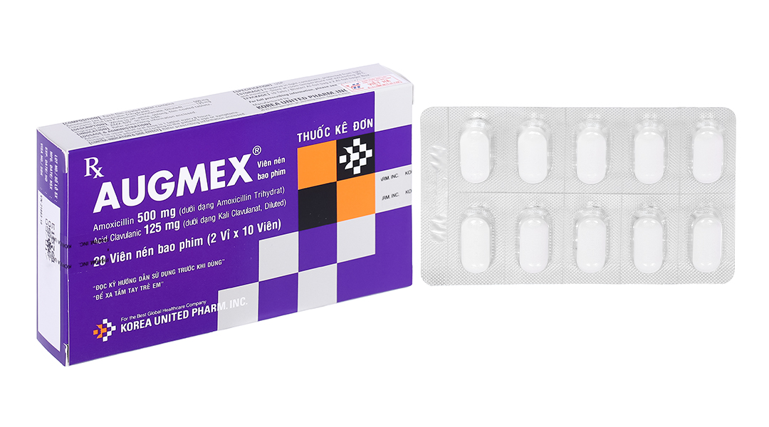 Augmex 500mg/125mg trị nhiễm khuẩn (2 vỉ x 10 viên)