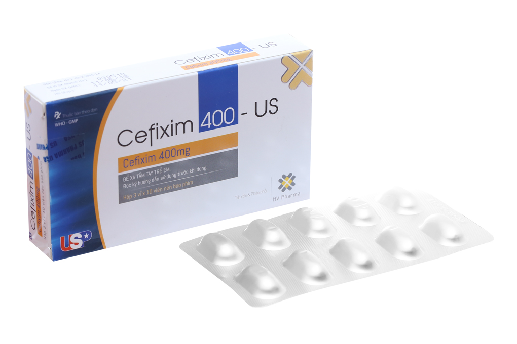 Cefixim 400-US trị nhiễm khuẩn (3 vỉ x 10 viên)