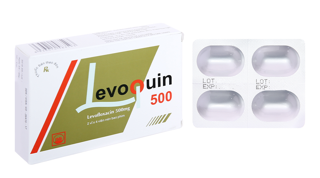 Levoquin 500 trị nhiễm khuẩn (2 vỉ x 4 viên)