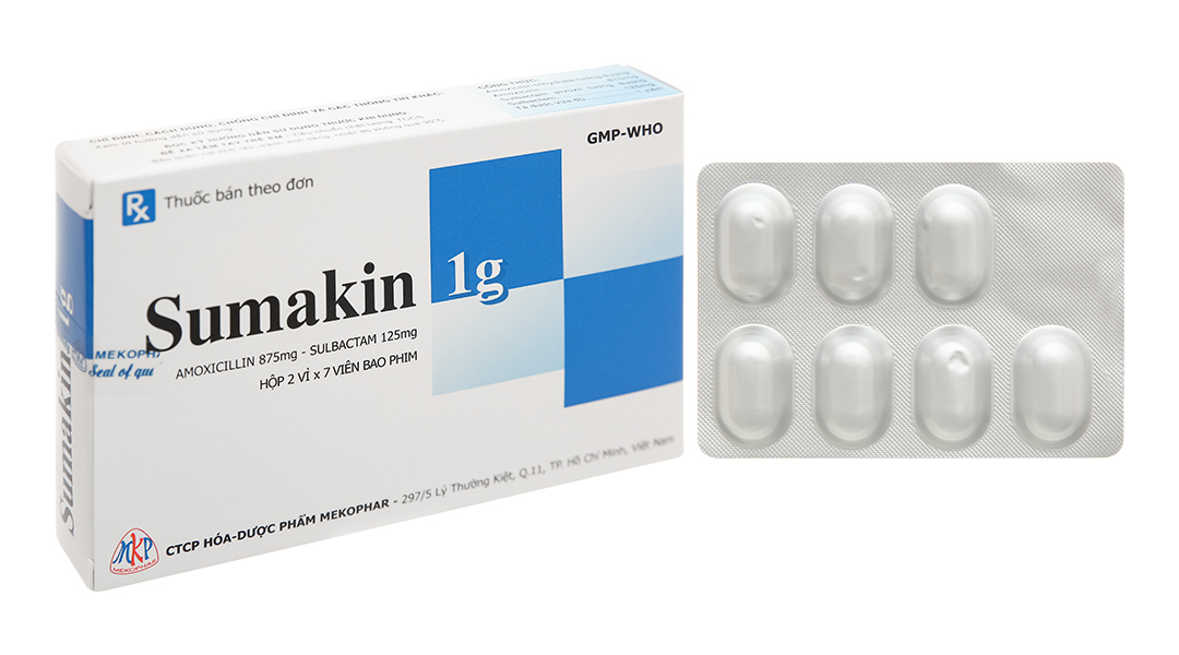 Sumakin 1g trị nhiễm khuẩn (2 vỉ x 7 viên)