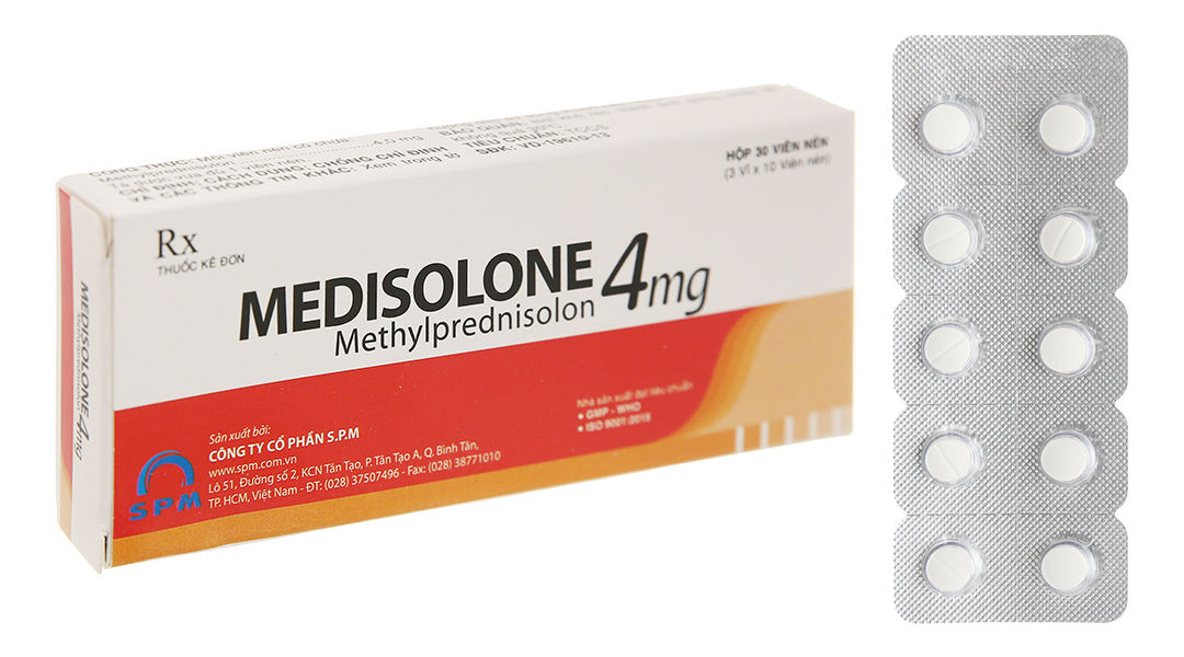 Medisolone 4mg thuốc kháng viêm (3 vỉ x 10 viên)