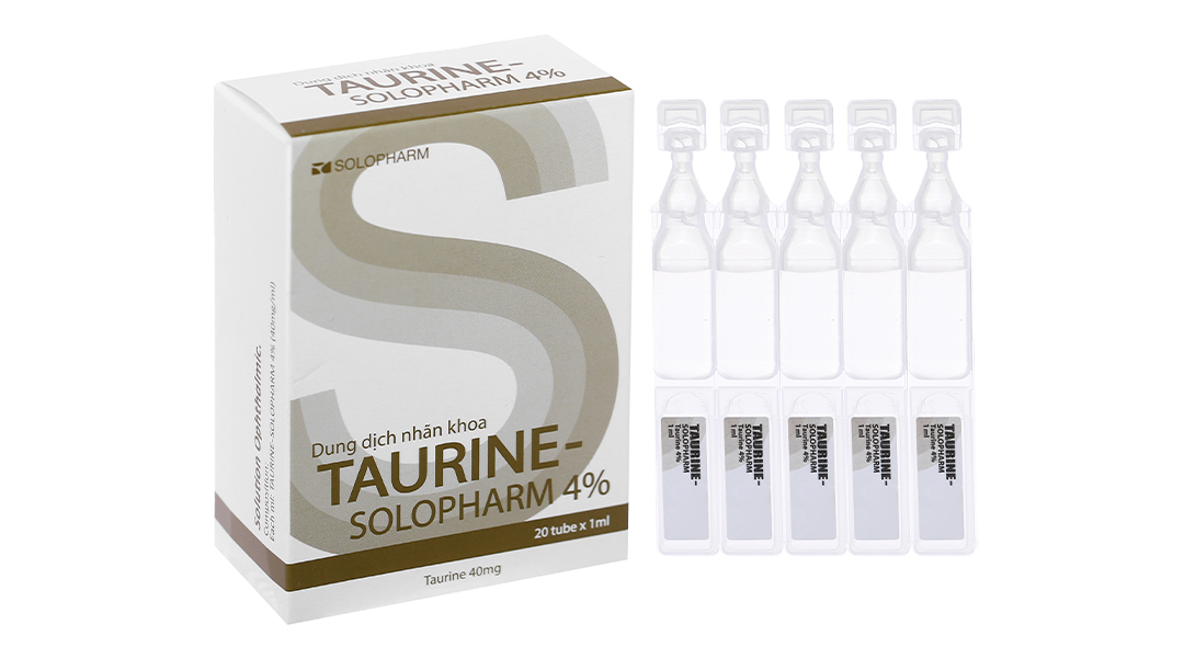 Dung dịch nhỏ mắt Taurine Solopharm 4% trị loãng dưỡng giác mạc (20 ống x 1ml)