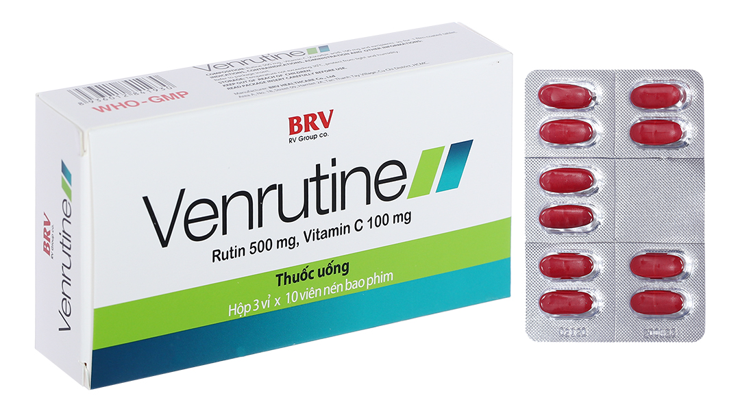 Venrutine trị trĩ, suy giãn tĩnh mạch (3 vỉ x 10 viên)