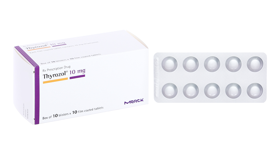 Thyrozol 10mg trị bệnh lý tuyến giáp (10 vỉ x 10 viên)