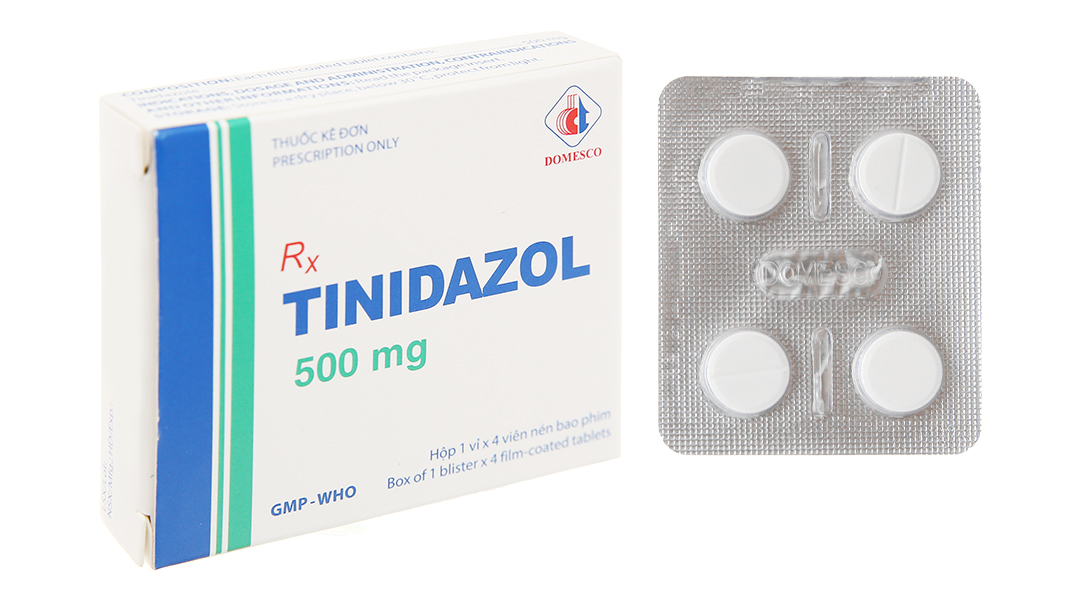 Tinidazol Domesco 500mg trị nhiễm khuẩn (1 vỉ x 4 viên)