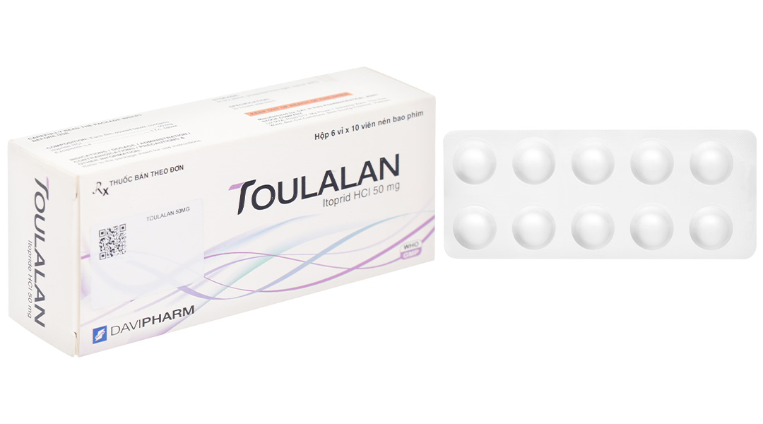 Toulalan 50mg trị triệu chứng dạ dày - ruột (6 vỉ x 10 viên)