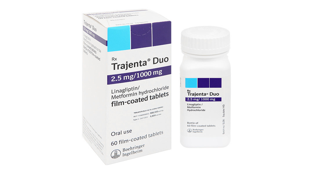 Trajenta Duo 2.5mg/1000mg điều trị tiểu đường lọ 60 viên